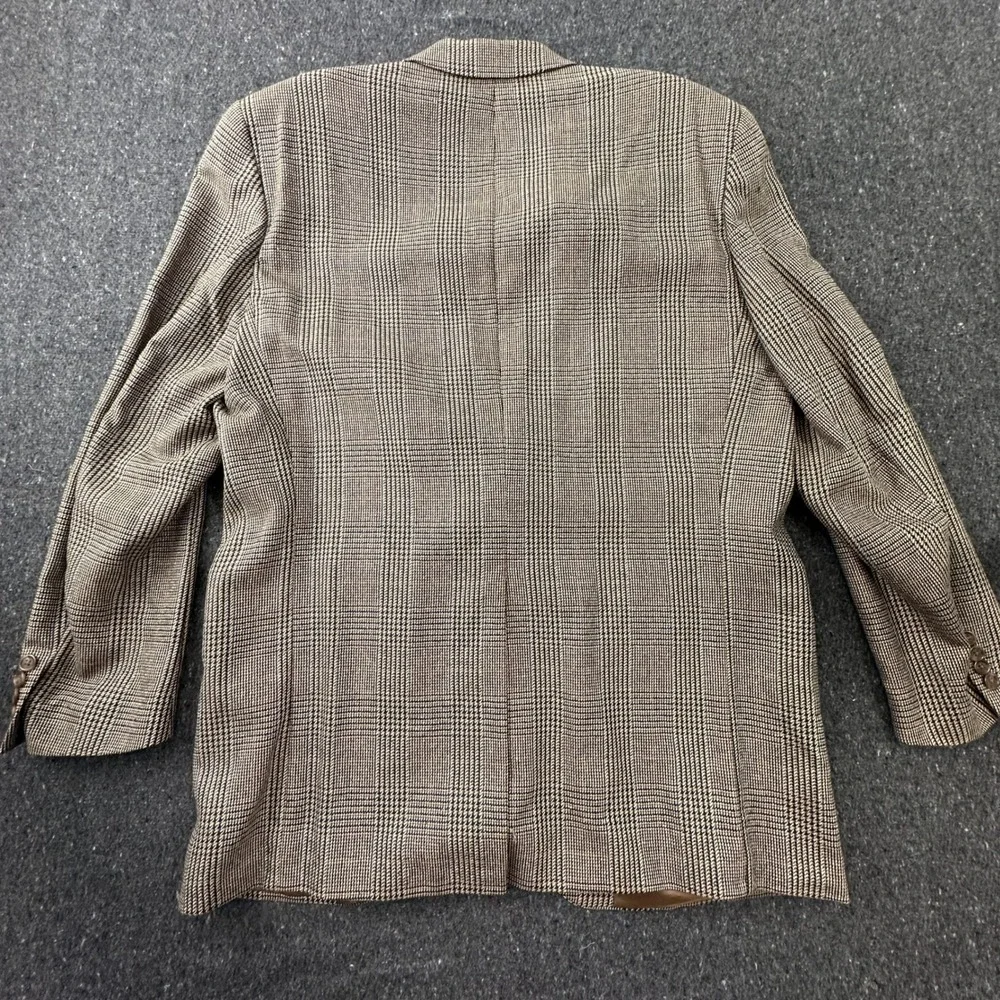 Polo University Club Ralph Lauren Sport Coat Men 44T Brown Plaid Silk Wool Coat